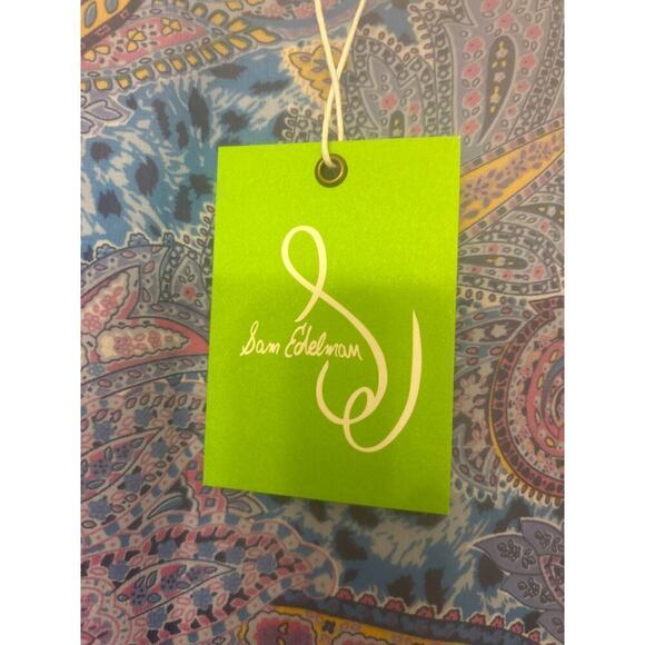 SAM EDELMAN NWT Blue Paisley Print Asymmetrical Ruffle Midi
Dress Size 12 - Picture 11 of 12